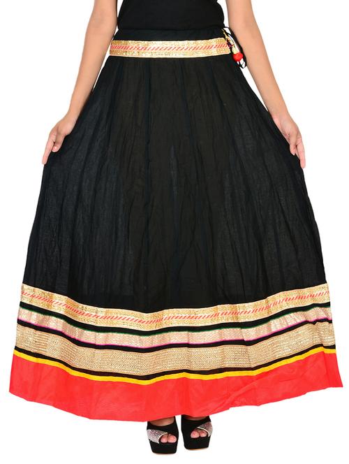 black color, cotton flared skirt - 11552745 - Very Small Image - 1