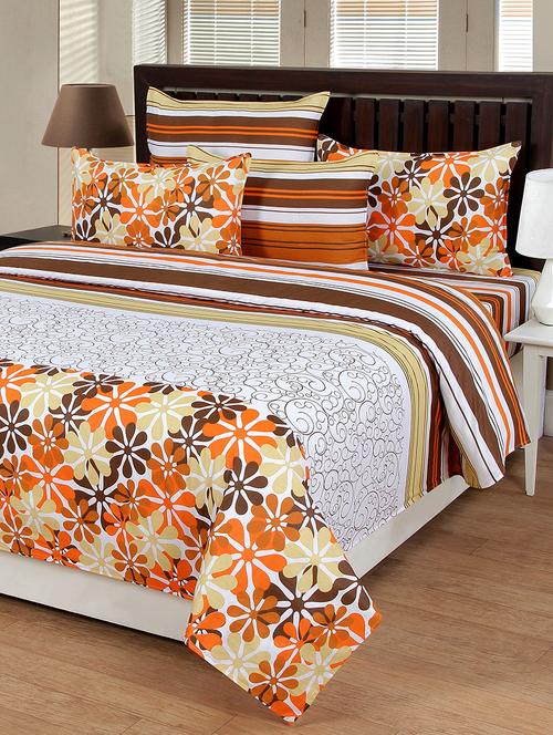 multi colored cotton double bedsheet with 2 pillow covers - 11552957 - Very Small Image - 1