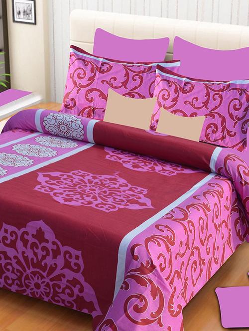 pink cotton double bedsheet with 2 pillow covers - 11552968 - Very Small Image - 1