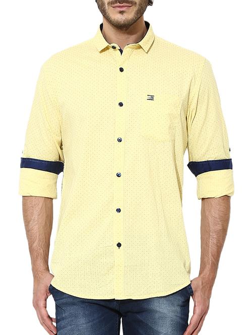 yellow cotton casual shirt - 11555484 - Very Small Image - 1