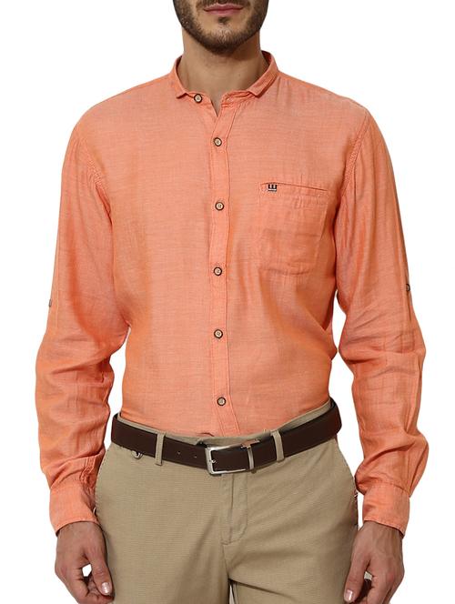 orange cotton casual shirt - 11555506 - Very Small Image - 1