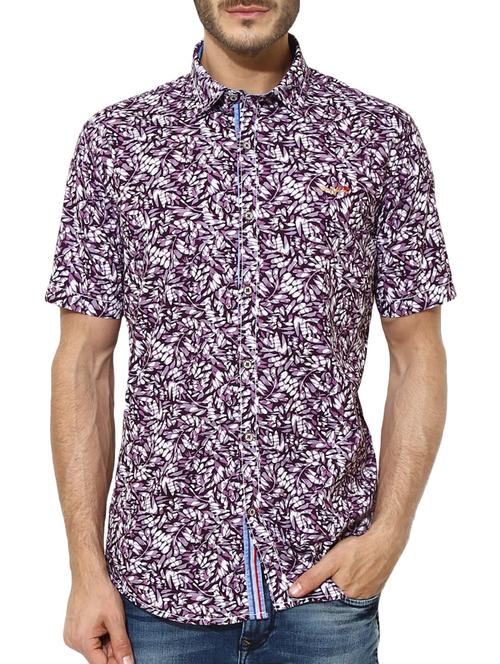 purple cotton casual shirt - 11555511 - Very Small Image - 1