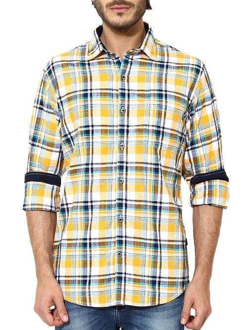 yellow cotton casual shirt - 11555529 - Very Small Image - 1