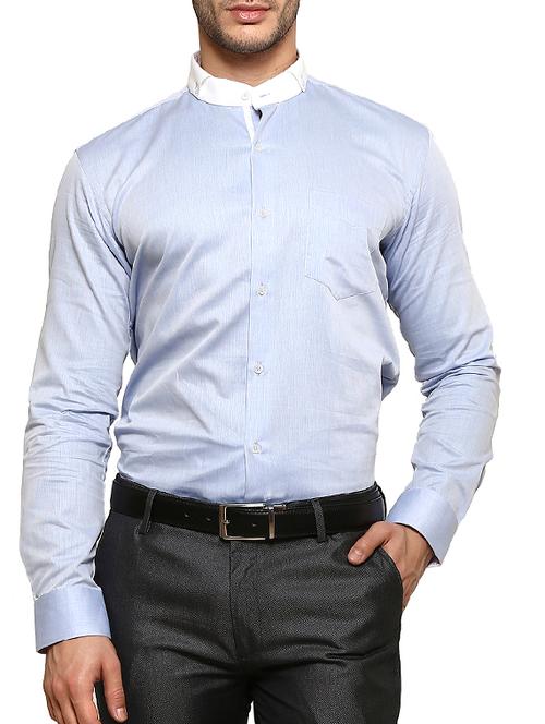 light blue cotton formal shirt - 11555639 - Very Small Image - 1