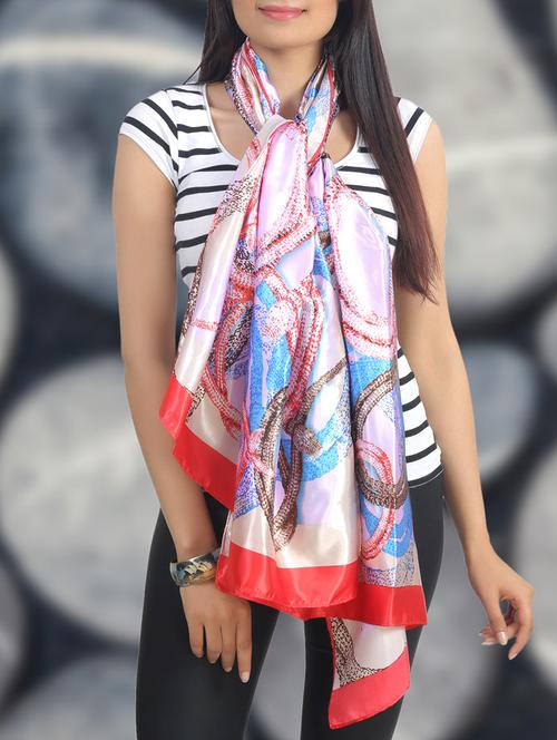 multicolored printed satin scarf - 11555985 - Very Small Image - 1