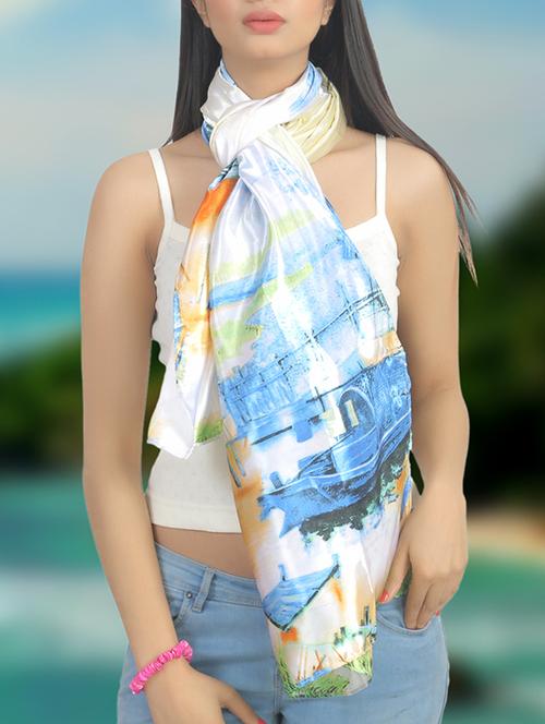 multicolored printed satin scarf - 11555992 - Very Small Image - 1