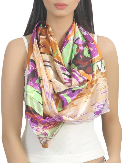multicolored printed satin scarf - 11556000 - Very Small Image - 1