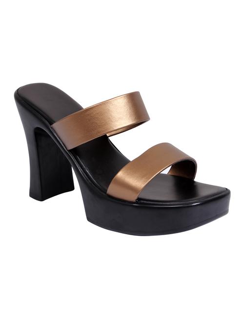 gold leatherette platforms sandals - 11557015 - Very Small Image - 1