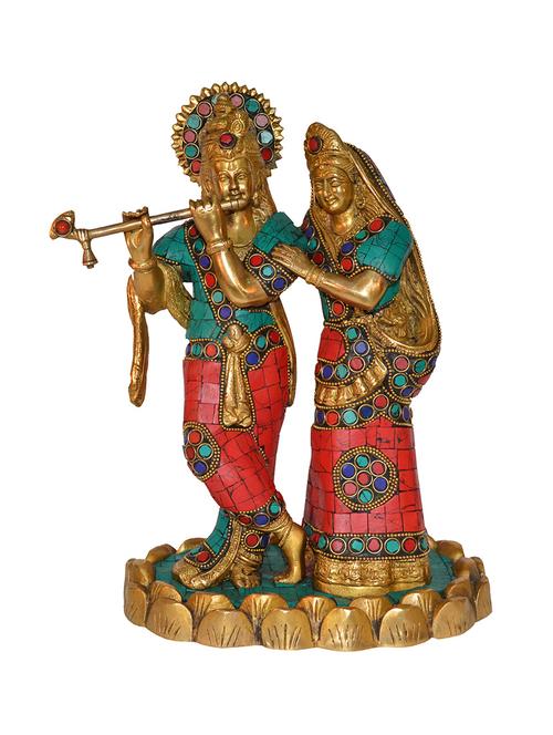 radha krishan with stone glorious statue of brass by aakrati - 11558218 - Very Small Image - 1
