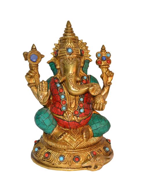 lord ganesha brass blessing religious satue for prosperity - 11558232 - Very Small Image - 1