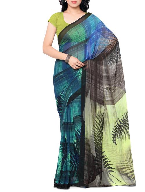 multi colored chiffon printed saree with blouse - 11561377 - Very Small Image - 1