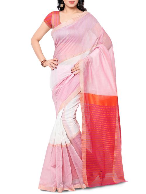 pink cotton saree with blouse - 11561389 - Very Small Image - 1