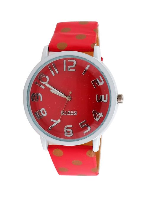 red color, leatherette analog wrist watch - 11565088 - Very Small Image - 1