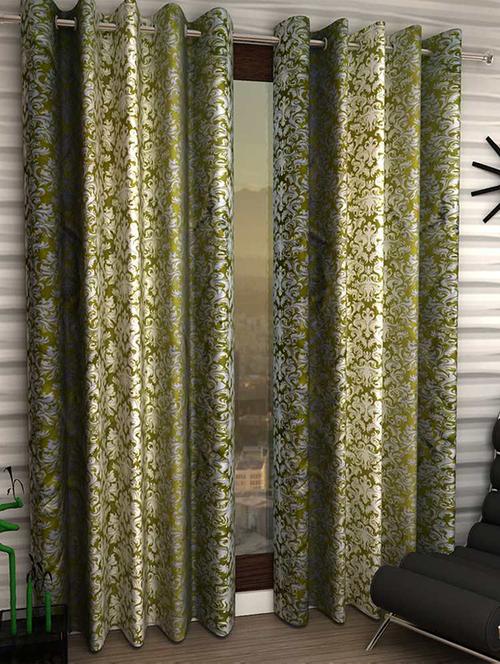 elegance green ethnic polyester 2 window curtain (4 x 5) (code-2compw-002) - 11565794 - Very Small Image - 1