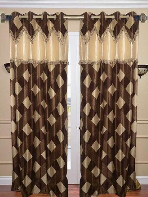 elegance brown check polyester 1 window curtain (4 x 5) (code-1brjw-002) - 11565806 - Very Small Image - 1