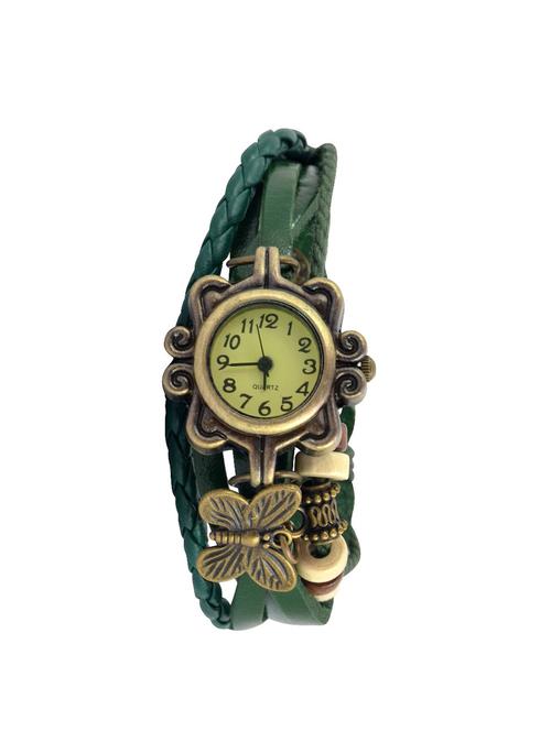 green leather analog wrist watch - 11566702 - Very Small Image - 1