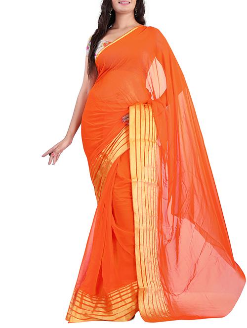 orange georgette saree - 11566868 - Very Small Image - 1