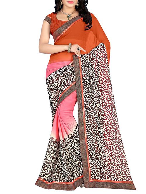 orange georgette saree - 11566880 - Very Small Image - 1