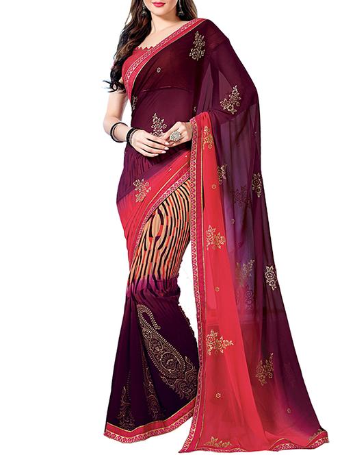 multi colored georgette saree - 11566946 - Very Small Image - 1