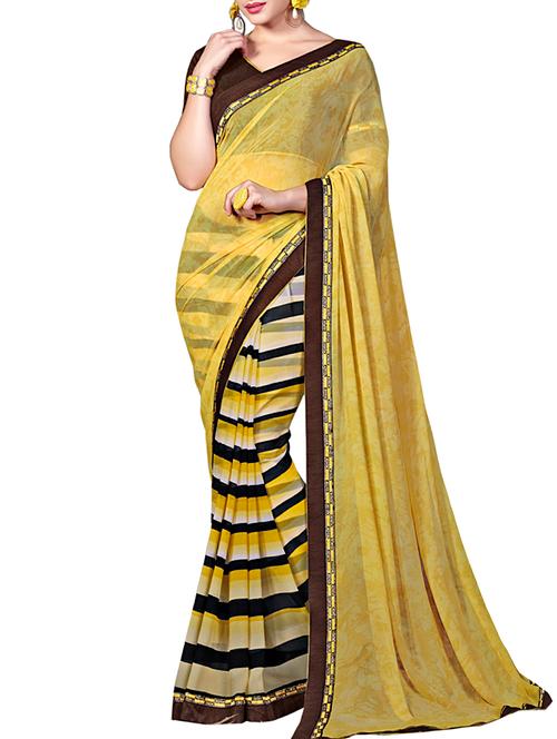yellow georgette saree - 11566949 - Very Small Image - 1