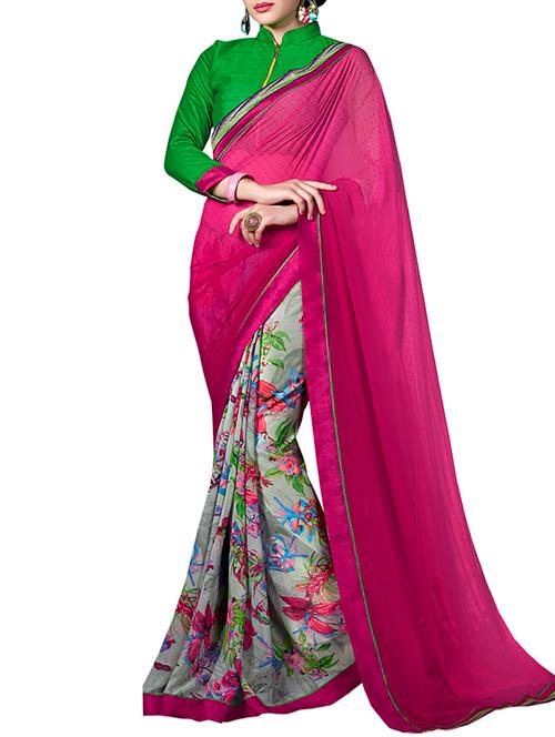 pink georgette saree - 11566952 - Very Small Image - 1
