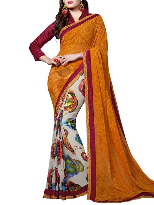 orange georgette saree - 11566959 - Very Small Image - 1