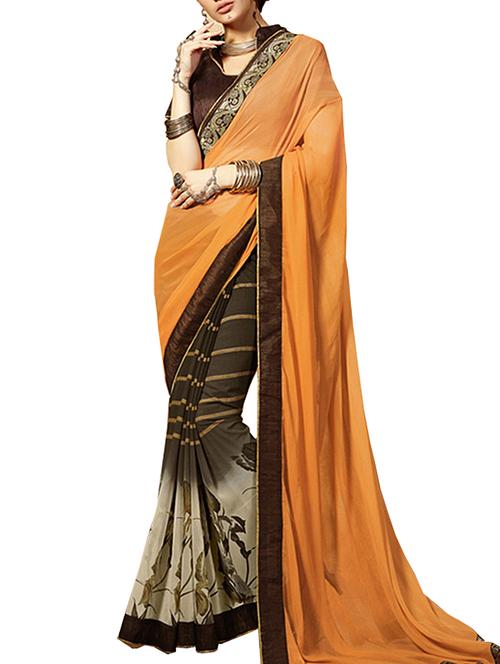 orange georgette saree - 11566975 - Very Small Image - 1