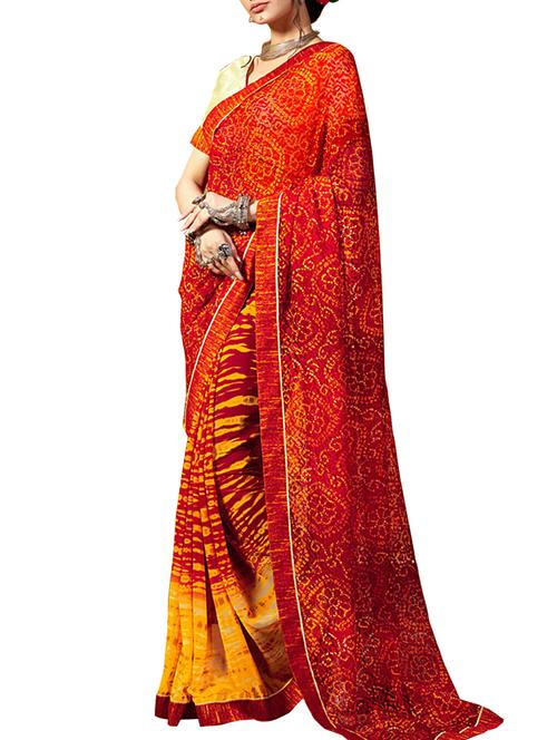 orange georgette saree - 11566977 - Very Small Image - 1