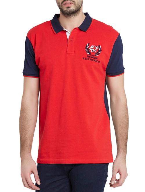 red blue color, cotton polo neck t-shirt - 11567172 - Very Small Image - 1