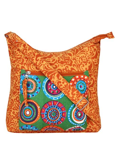 orange canvas printed sling bag - 11570275 - Very Small Image - 1