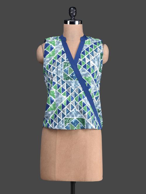 overlapping geometric print crepe high low top - 1157029 - Very Small Image - 1