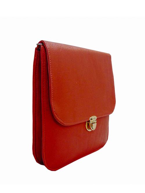 orange color, leatherette sling bag - 11570291 - Very Small Image - 1
