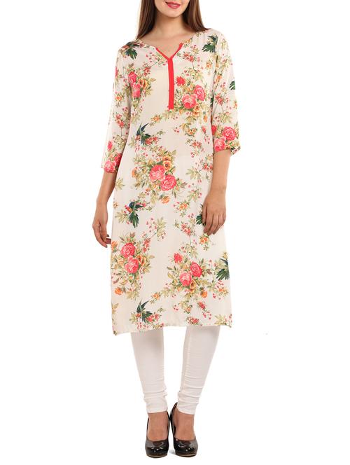 white viscose kurta - 11570314 - Very Small Image - 1