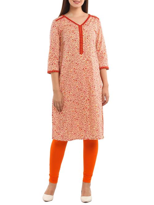 orange cotton kurta - 11570324 - Very Small Image - 1
