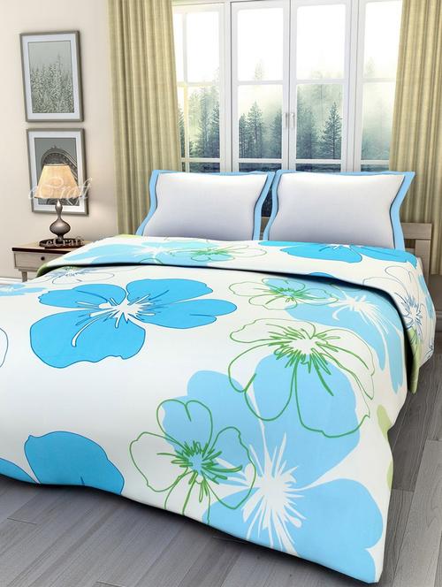ecraftindia blue flowers single bed reversible ac blanket (dohar) - 11570919 - Very Small Image - 1