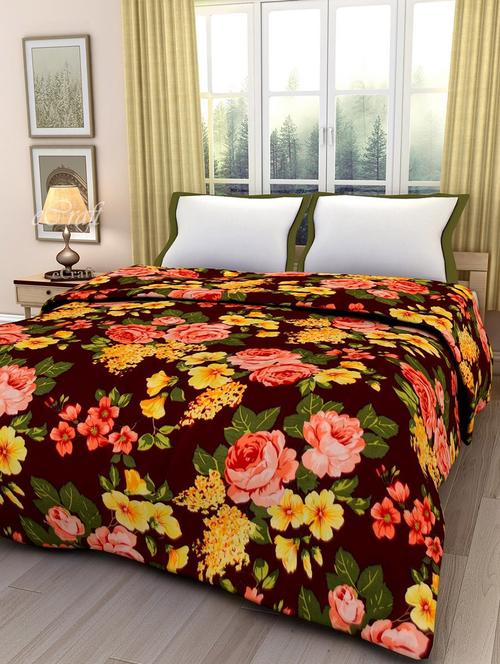 ecraftindia colorful flower bunch single bed reversible ac blanket - 11570998 - Very Small Image - 1