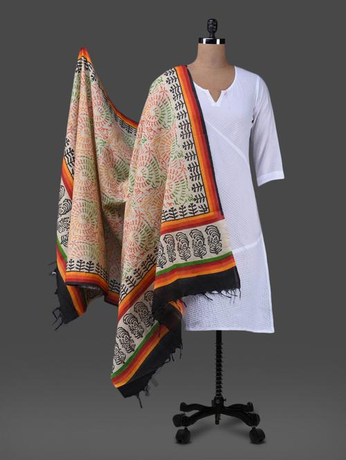 multicolour printed cotton polysilk khadi dupatta - 1157308 - Very Small Image - 1