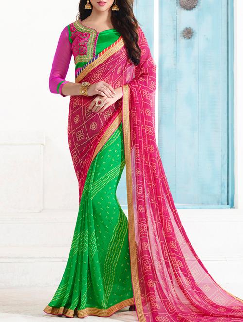 half & half printed saree - 11573872 - Very Small Image - 1