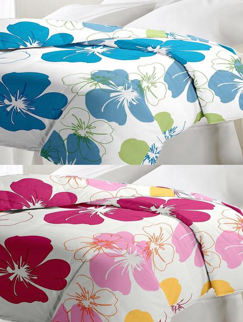 ecraftindia set of floral design single bed reversible ac blanket - 11574121 - Very Small Image - 1
