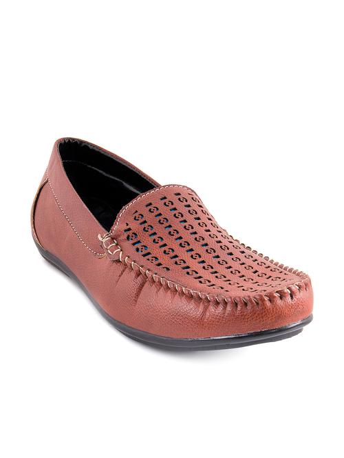 solid brown faux leather cutwork loafers - 11577307 - Very Small Image - 1