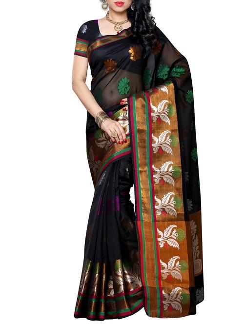 floral zari motif uppada saree - 11578021 - Very Small Image - 1