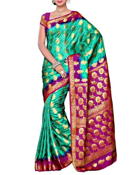 green silk saree - 11578079 - Very Small Image - 1
