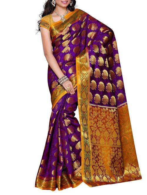 purple silk blend jacquard saree - 11578088 - Very Small Image - 1