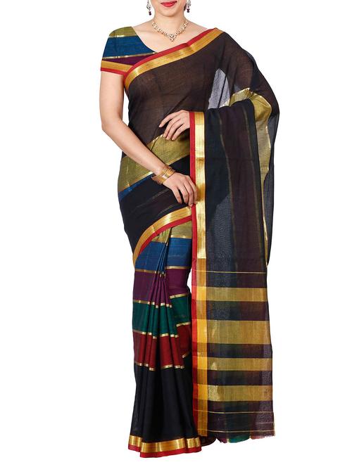 black cotton saree - 11578119 - Very Small Image - 1
