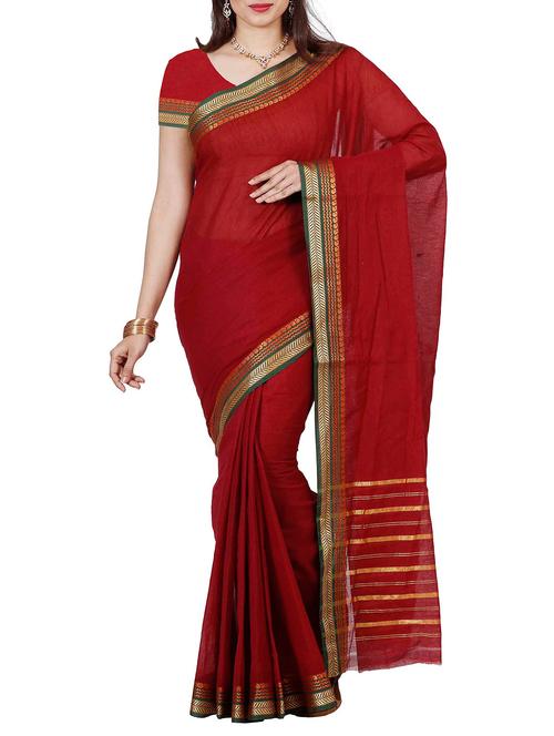 brown cotton saree - 11578130 - Very Small Image - 1