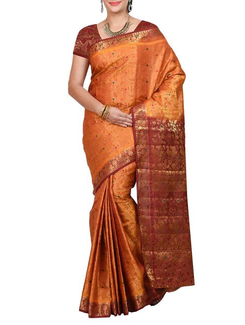 gold silk blend saree - 11578136 - Very Small Image - 1