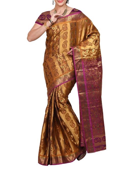 yellow silk blend saree - 11578138 - Very Small Image - 1