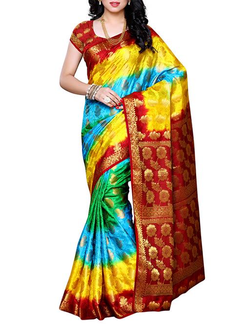 yellow silk blend woven saree - 11578190 - Very Small Image - 1