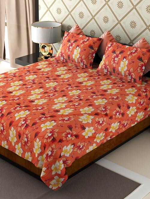 orange cotton blend bed sheet set - 11579075 - Very Small Image - 1