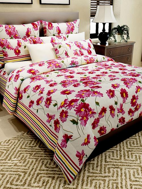 pink cotton printed double bedsheet set - 11579148 - Very Small Image - 1